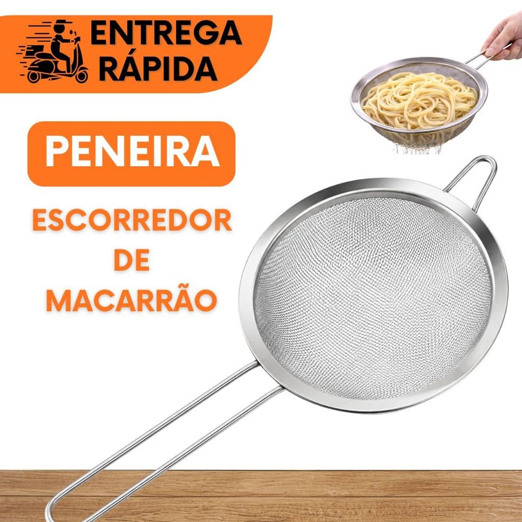 KIT 1 OU 3 PENEIRA COADOR DE AÇO INOX TAMANHOS 8/10/12CM PARA RESTAURANTE CASA COZINHA ÓLEO FARINHA