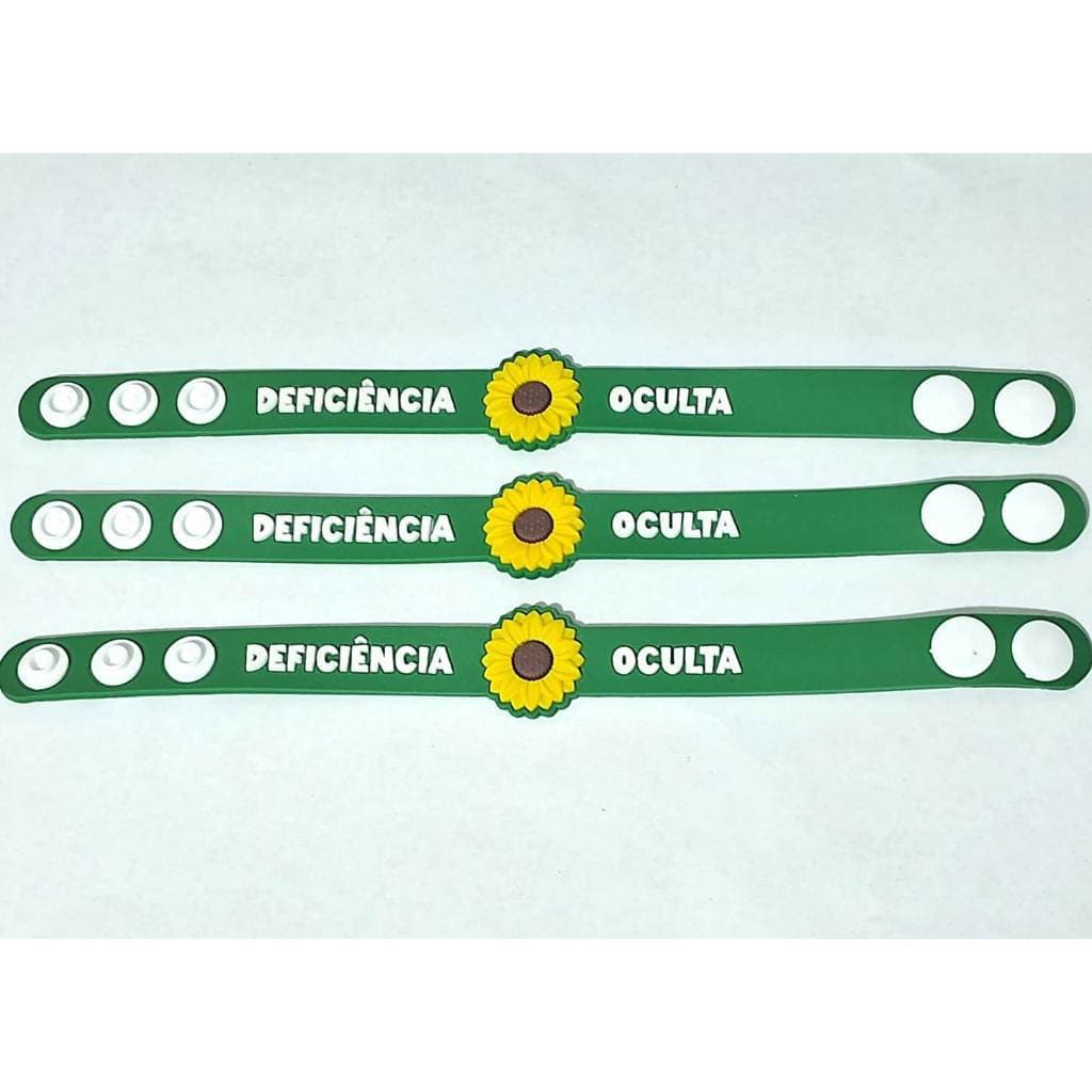 Pulseira Adulto Deficiência Oculta Girassol 22cm - 3 Unidad