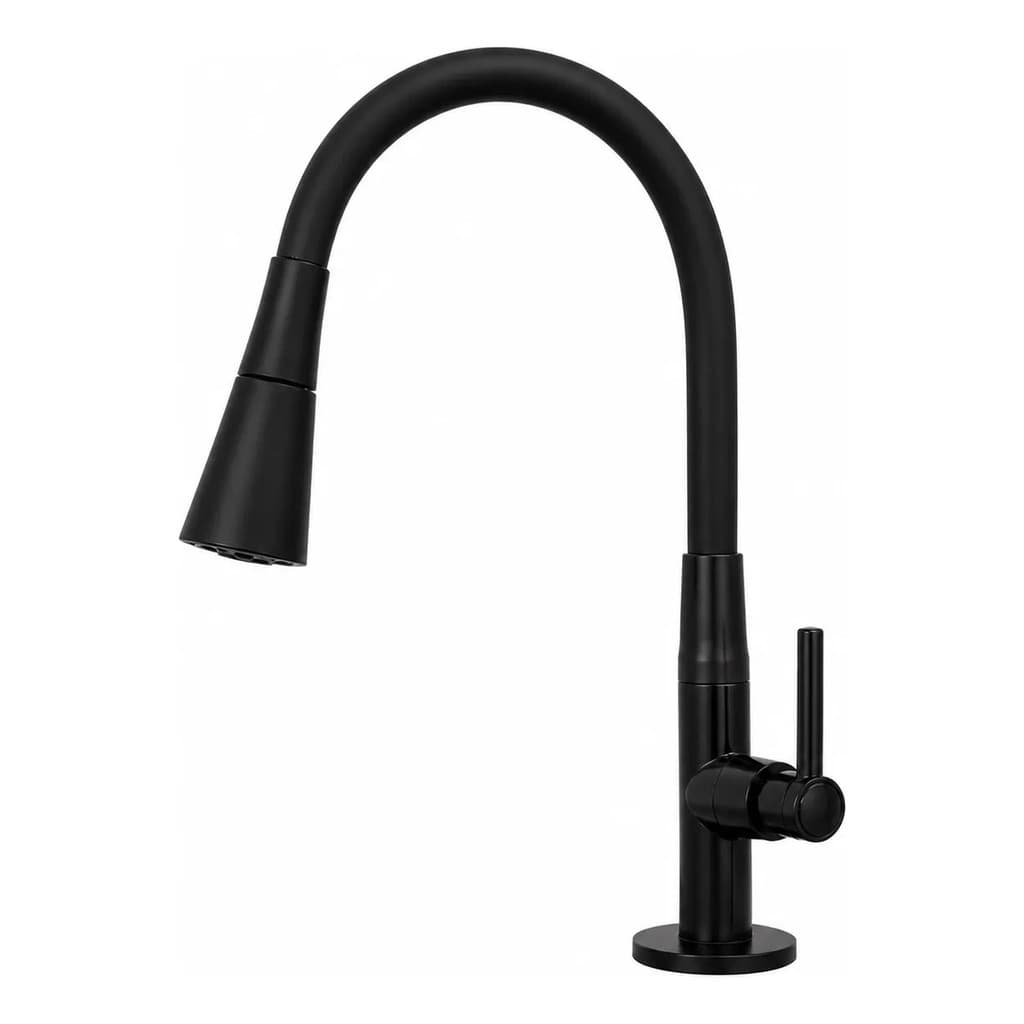 Torneira Gourmet Cozinha Mesa Bancada Pia Flexível Preta Abs