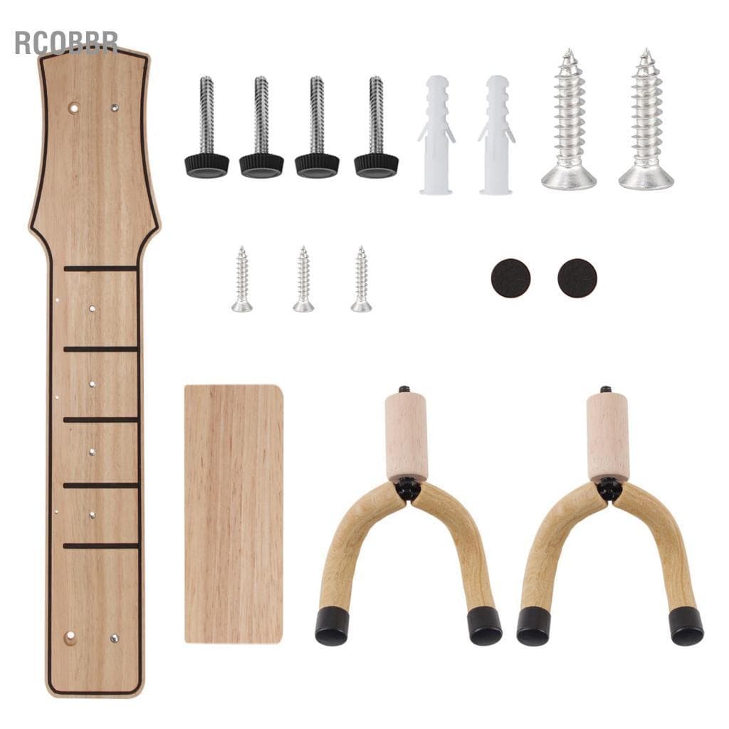 Rcobbr Suporte de montagem na parede da guitarra madeira gancho prateleira para 2 guitarras acústicas elétricas banjo