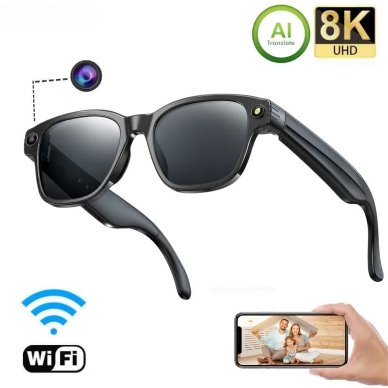 Ai Óculos Inteligentes Com Tradução De Câmera Controle De Voz Lentes De Matiz Automático 4KHD Assistant De Sol Bluetooth