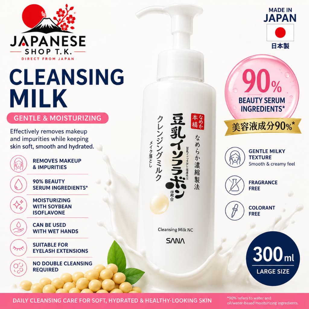 SANA Nameraka Honpo Cleansing Milk NC 300ml | Japanese Makeup Remover | Moisturizing Cleansing Milk【 Direct from Japan 】