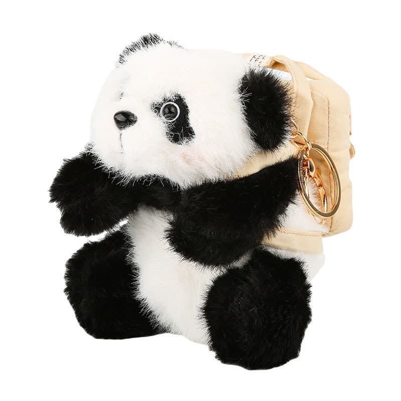 Bonito Yibao viagem panda chaveiro dos desenhos animados de pelúcia panda boneca casal saco pingente pequeno presente de