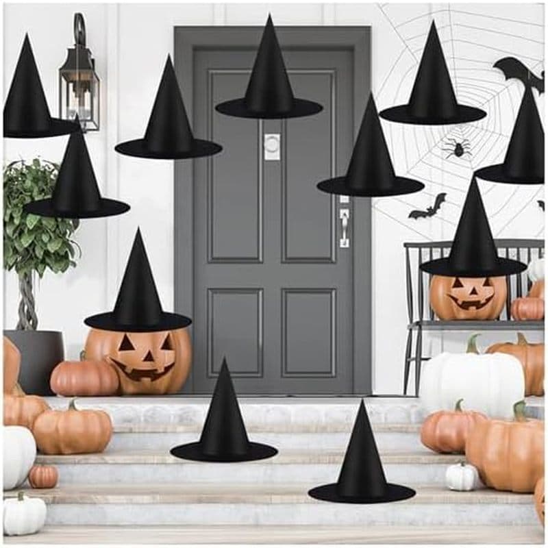 12 Peças Decorações De Halloween Chapéu De Bruxa Interno Chapéus Flutuantes Engrossados | Bruxas Pendurados Em Massa Com