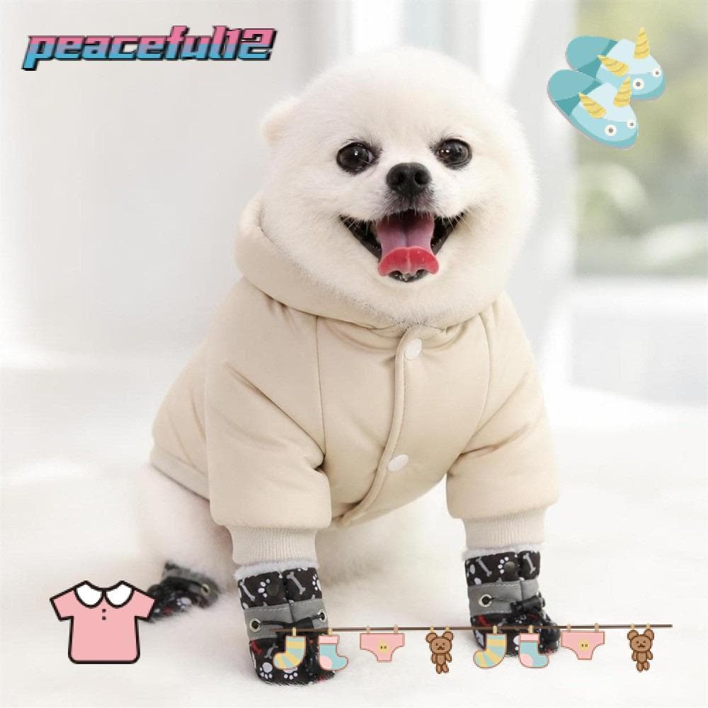PEACEFUL 4 Unidades De Sapatos Para Animais De Estimação , Antiderrapantes De Pelúcia Cães De Inverno , Moda Quente Dese