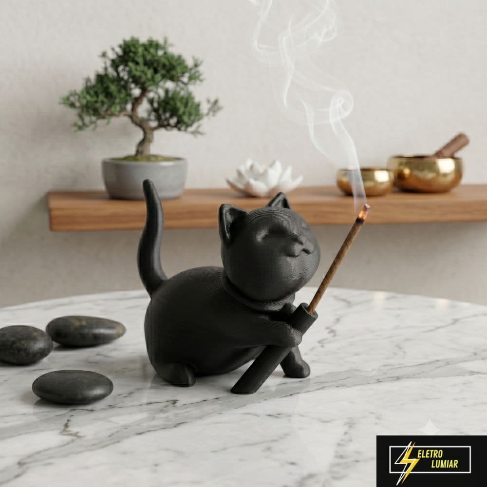 Incensário Gatinho Decorativo Porta Incenso Minimalista Moderno Relaxante