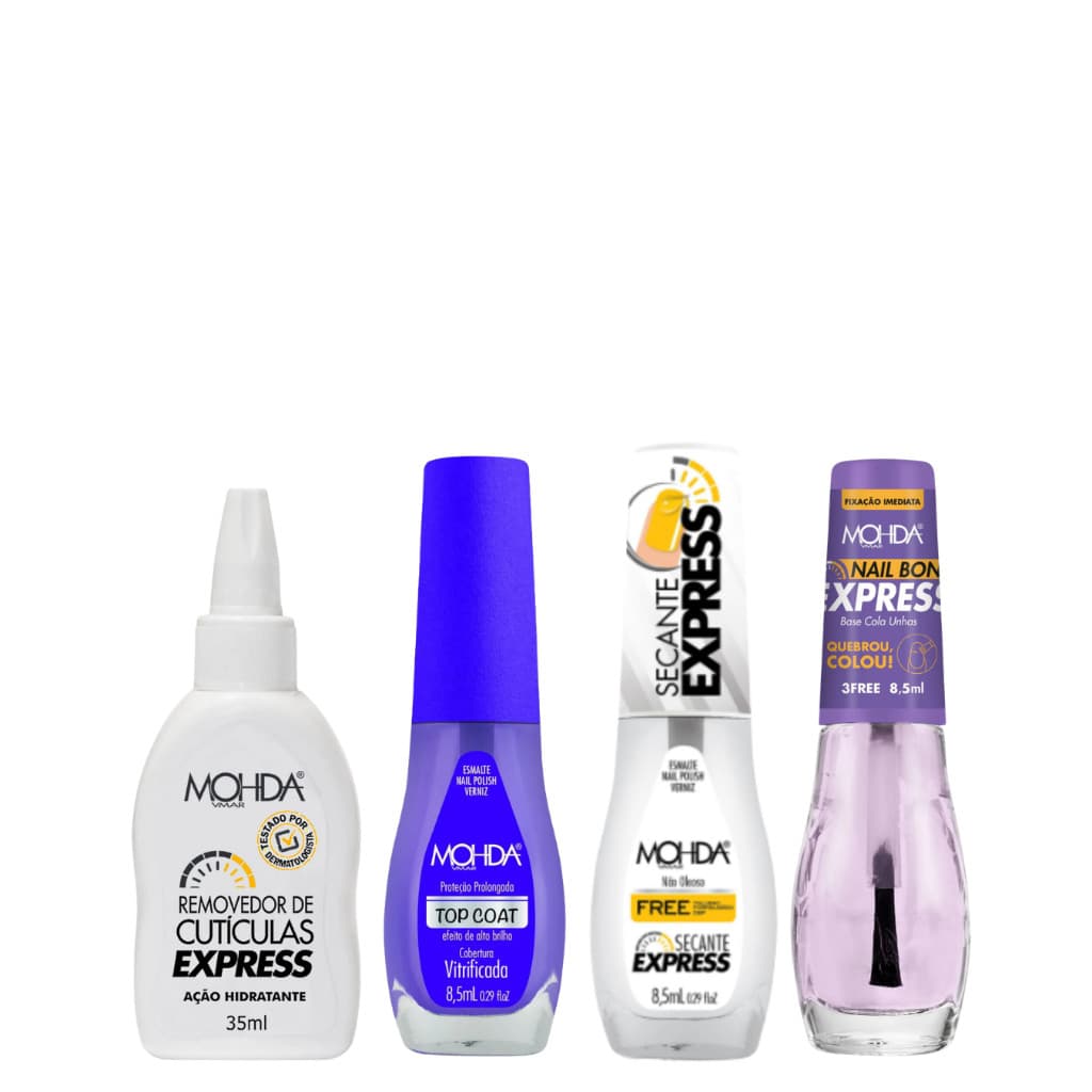 Mohda Nail Bond secante Express Top Coat Tratamento Unhas Completo