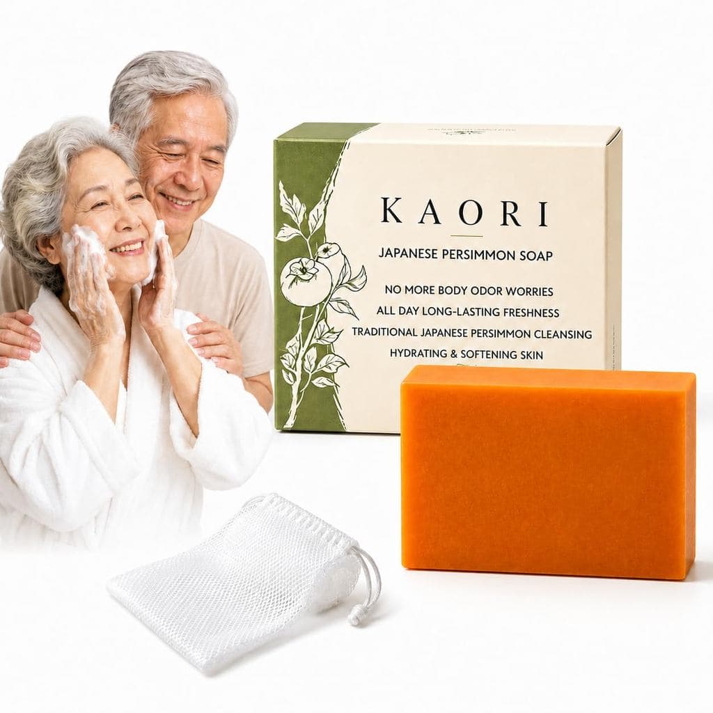 Sabonete de Caqui Kaori para Idosos, Fórmula Suave de Limpeza Profunda, Sabonete de Caqui para Odor Corporal com Óleo de