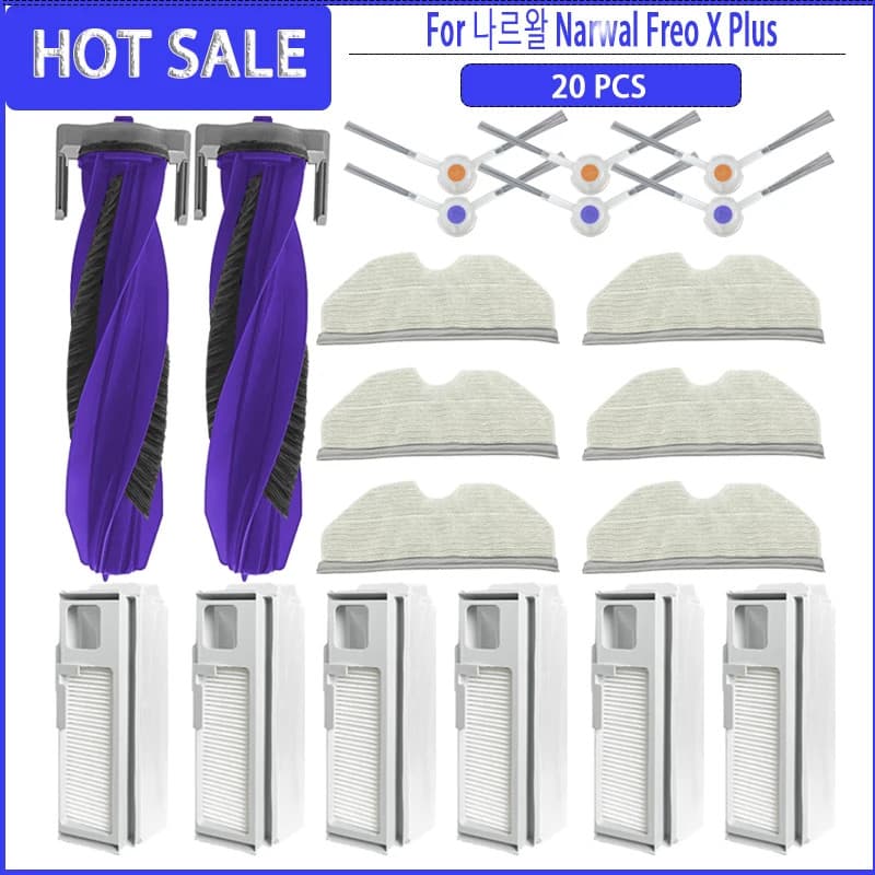 Para Narwal Freo X Plus Substituição Robô Aspirador De Pó Acessório Rolo Escova Lateral Filtro Hepa Mop Almofada Saco