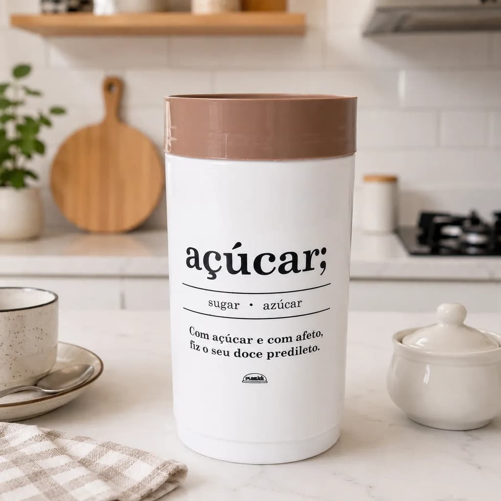 Porta Mantimentos Plug Para Açúcar Branco Plasútil 1.6l