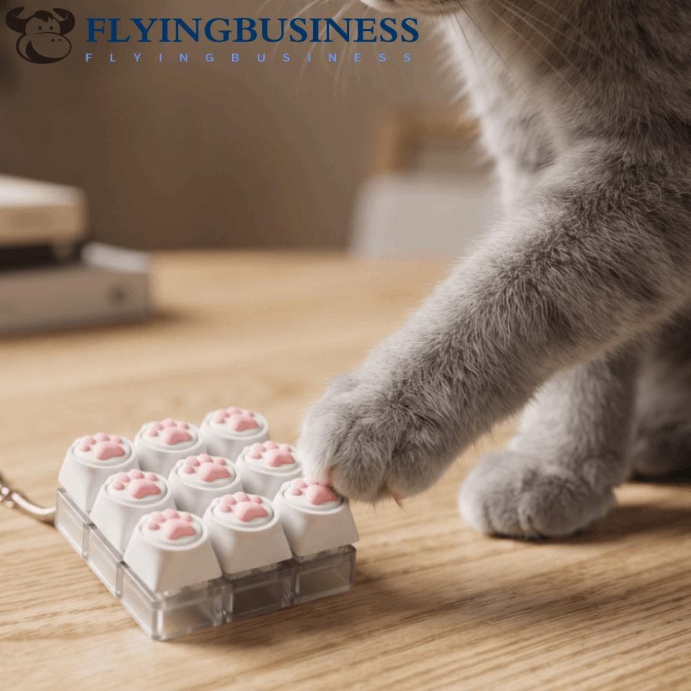 Chaveiro FLYINGBUSINESS Cat Fidget , De Teclado Mecânico De Gato Com Botão Iluminado De 9 Teclas , Criativo