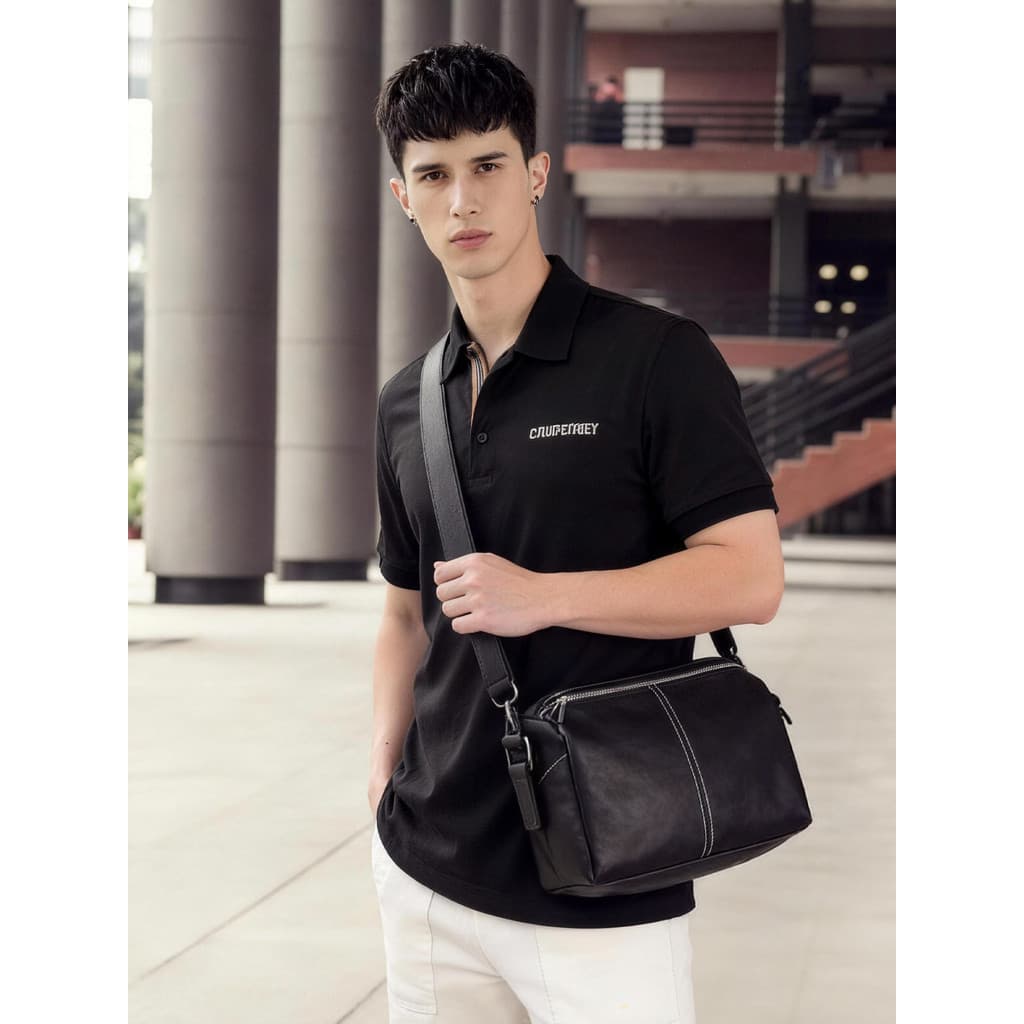 Bolsa masculina de couro genuíno Casual All-Match bolsa de ombro novo estilo na moda japonês coreano saco do mensageiro