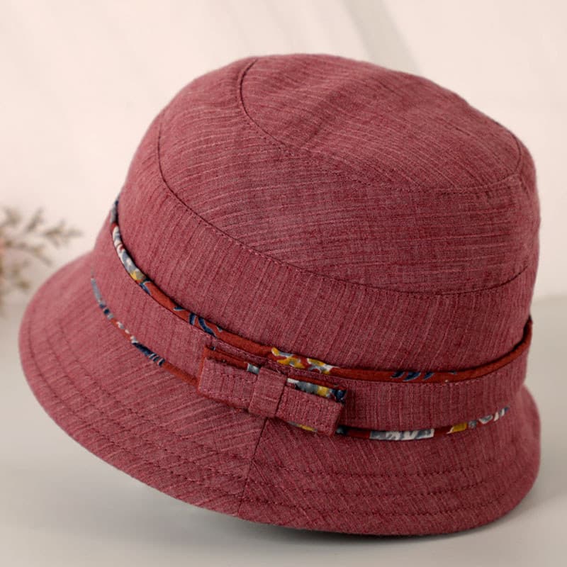 Chapéu feminino idoso de meia-idade primavera outono mãe bacia chapéu balde chapéu fino pano macio chapéu idosos avó cha