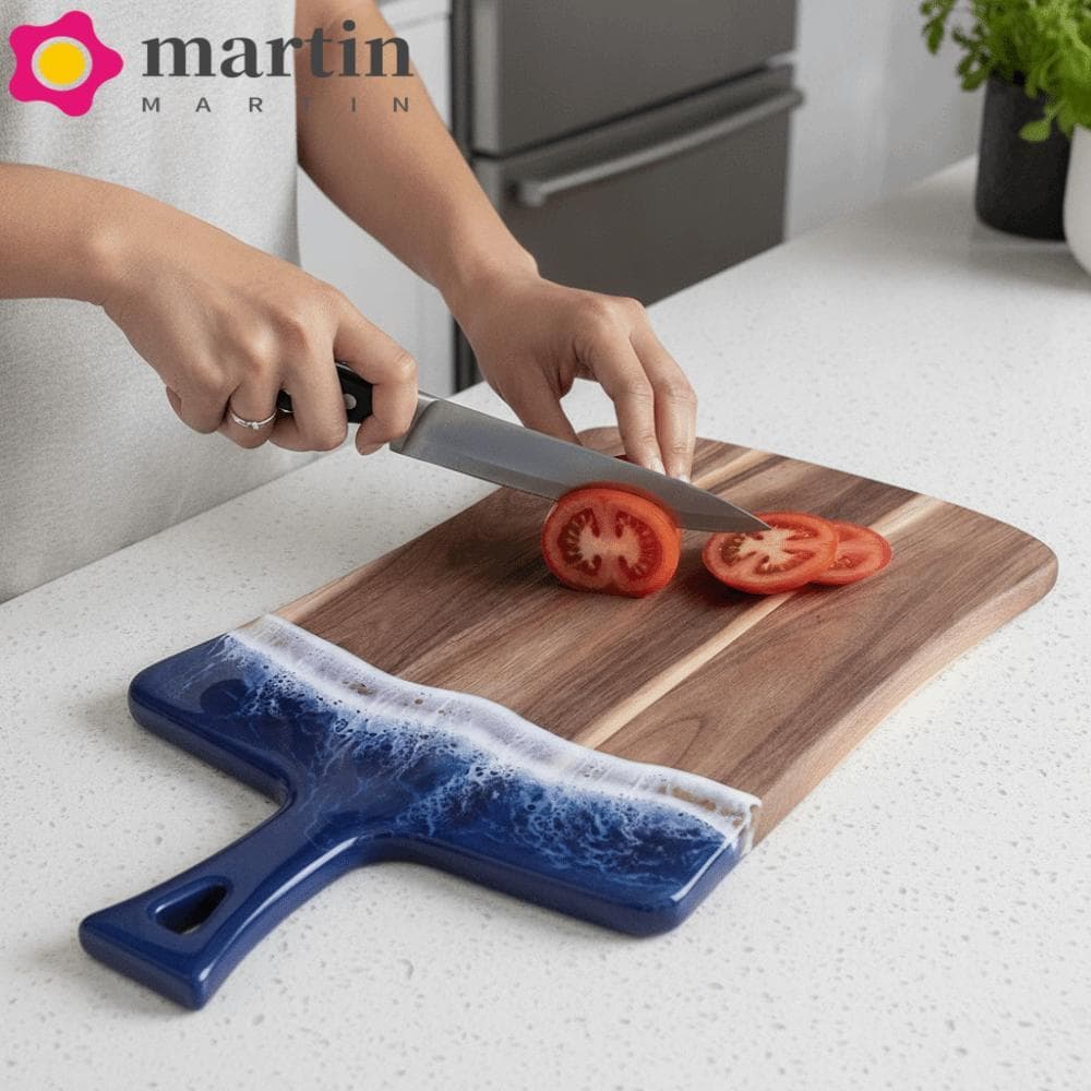 Tábua De Servir Pão MARTIN , Placa De Corte De Emenda De Resina Com Padrão De Onda Marítima Espessada , Retangular