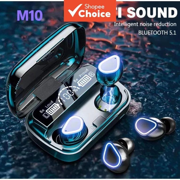 TWS M10 Fones De Ouvido Sem Fio Bluetooth 9D Som Estéreo Esportes Alta Fidelidade À Prova Dwaterproof Água Gamer Fone Qu