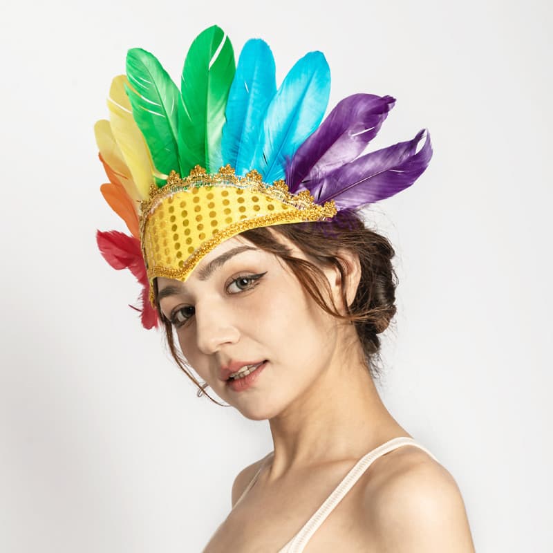Peru pena lantejoulas Headwear pena indiana bandana desempenho acessórios para o cabelo Masquerade festa combinando aces