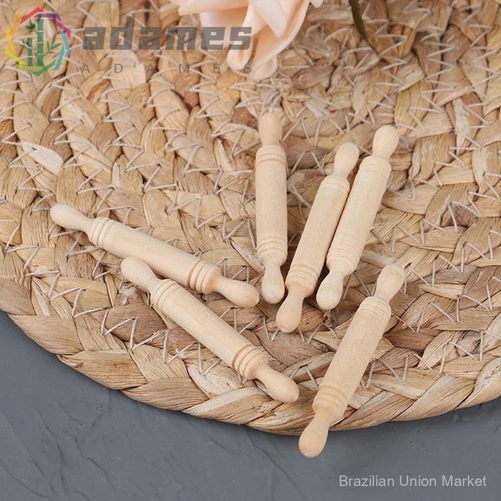 10 Peças de Rolo de Madeira para Casa de Bonecas, Simulação Artesanal, Pequenas Peças Decorativas, Brinquedos Decorativo