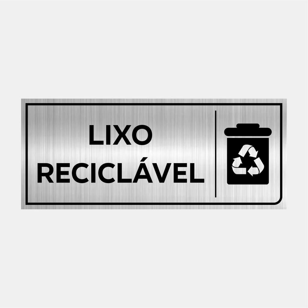 Placa Identificação Sinalização Lixo Reciclável 24x10cm