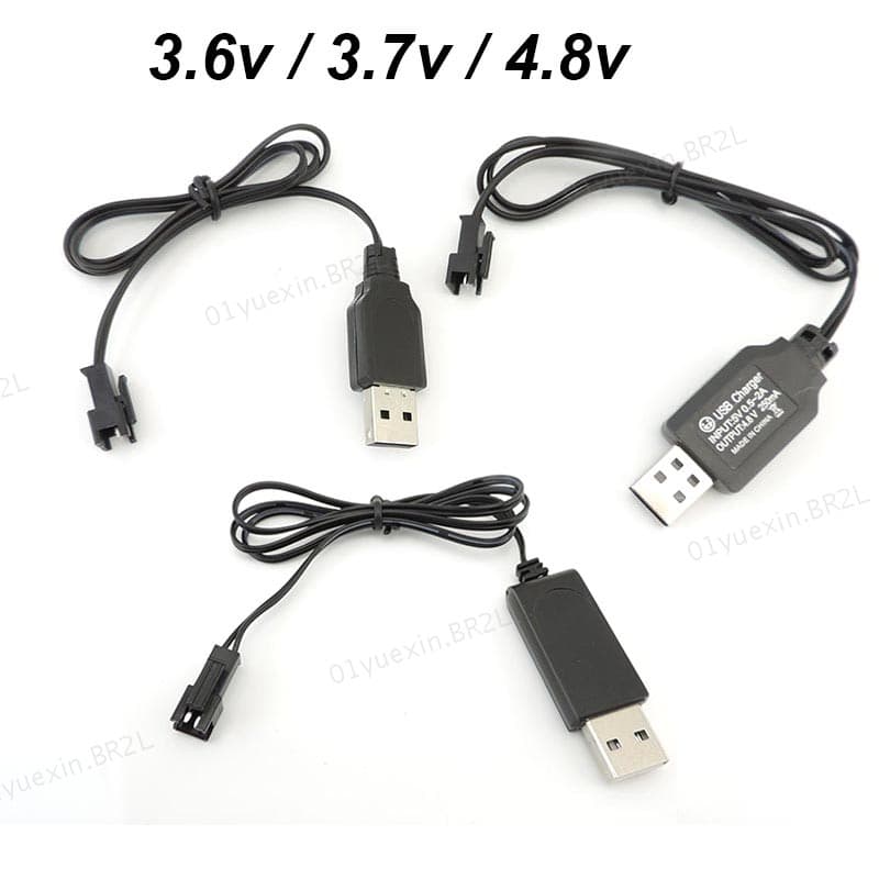 3.6V 3.7V 4.8V 250mA NiMh/NiCd Bateria Cabo Carregador USB SM 2P Frente Plug Controle Remoto Carro Elétrico BR2L
