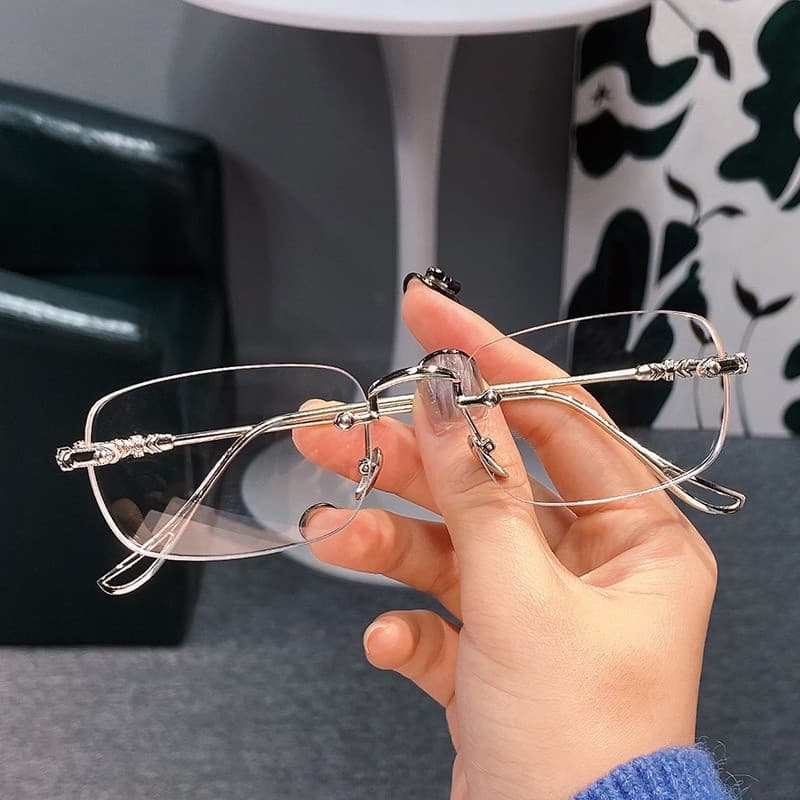 Coreano Mulheres Sem Moldura Óculos Armação Quadrado Transparente Lentes Anti-Luz Azul Para Radiação Metal