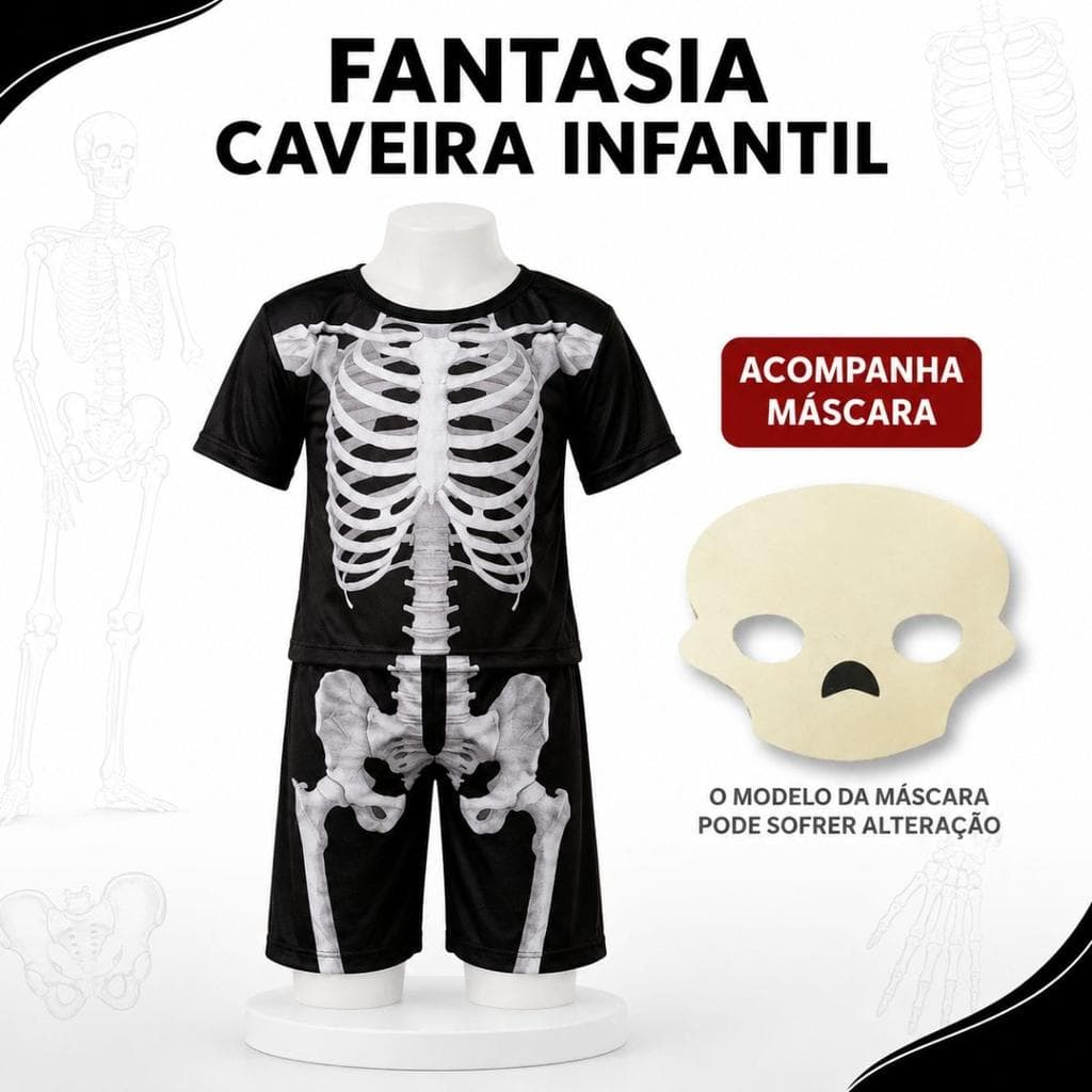 Fantasia Infatil Menino Caveira - M