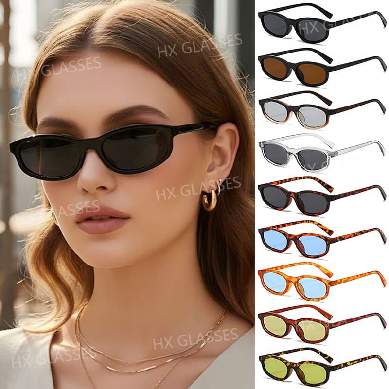 Óculos De Sol Ovais De Moda Simples Para Homens E Mulheres Ao Ar Livre Retrô Resistente A UV Com Armação Pequena