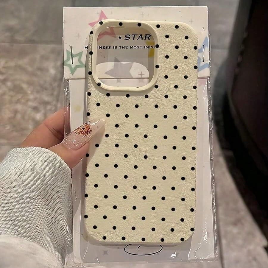 Capa com bolinhas estilo Ins, adequada para Apple 17PROMAX, iPhone 16, 15plus (modelos japoneses e coreanos), textura de