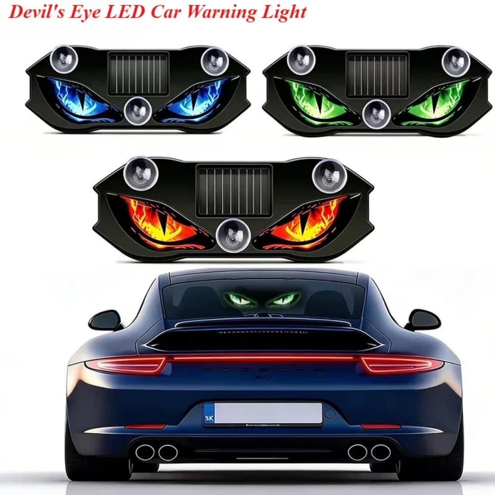 Carro Demônio Olho Luz Ventosa Movido A Energia Solar Piscando De Advertência Dinâmica Segurança Veículo Led Lâmpada Res