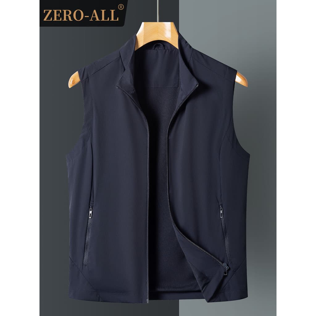 Luz de luxo estilo minimalista novo estilo masculino primavera verão luz respirável colete de meia-idade pai usar gola a