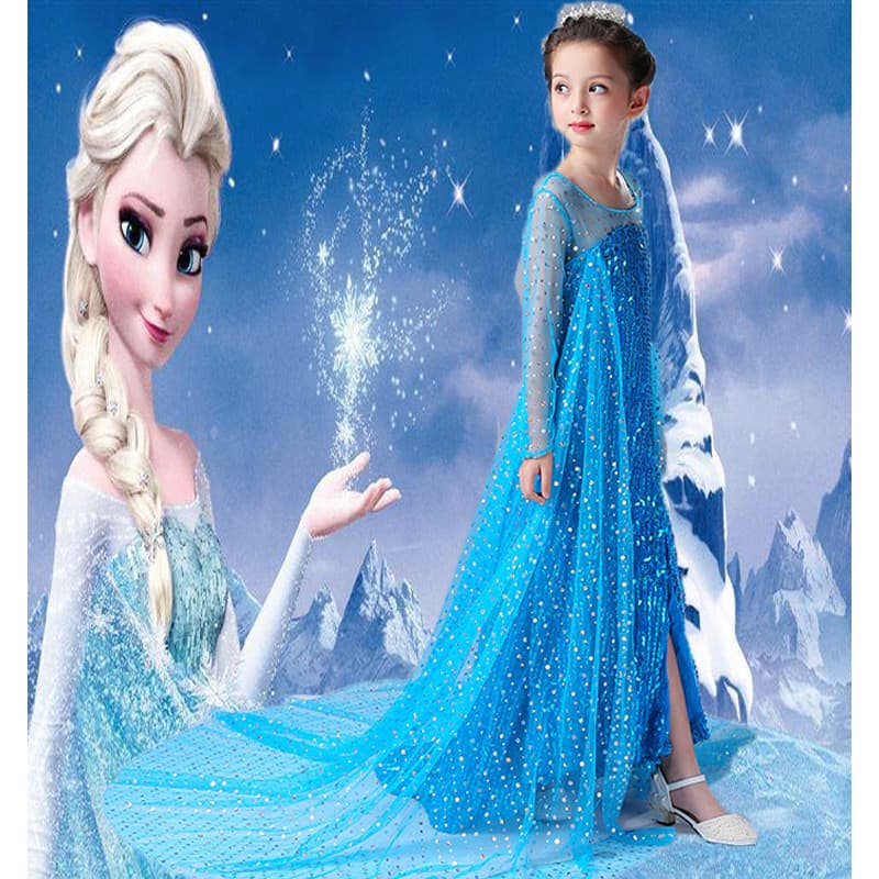 Crianças elsa elsa princesa vestido congelado elsa cos Halloween Masquerade traje