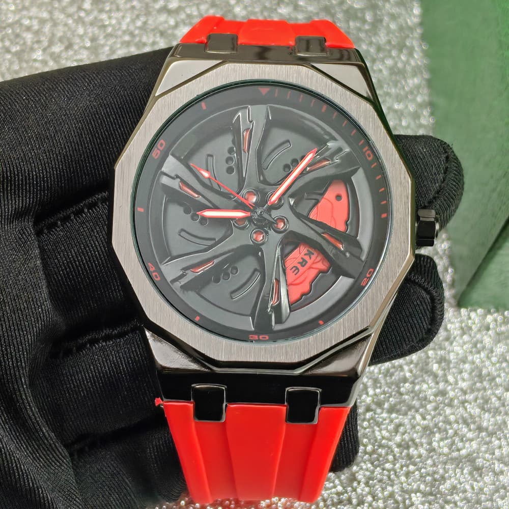 Novo estilo de relógio rotativo roda do carro totalmente dinâmico à prova dwaterproof água rotativo relógio quartzo na m