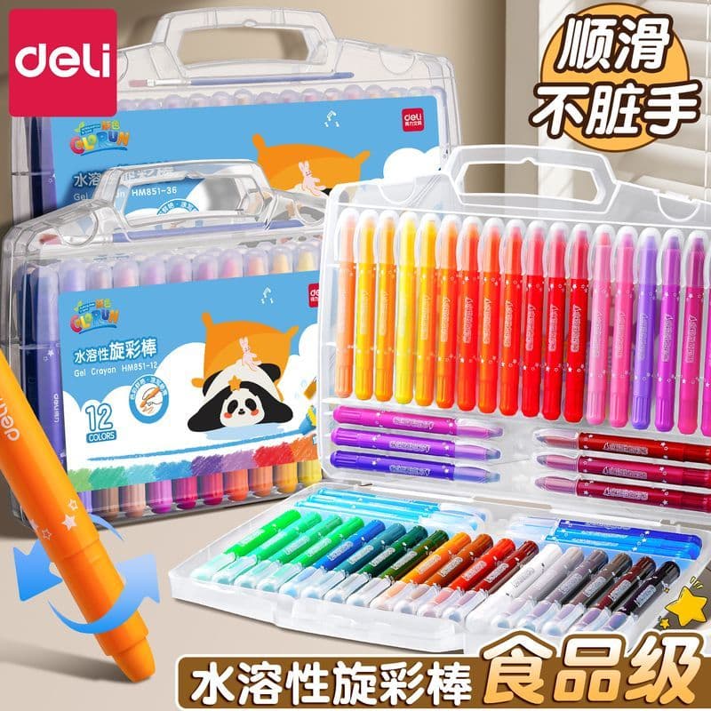 Deli 48 cores lavável rotativo óleo Pastel lápis não sujo mãos coloridas varas lápis seguro estudantes crianças pintura