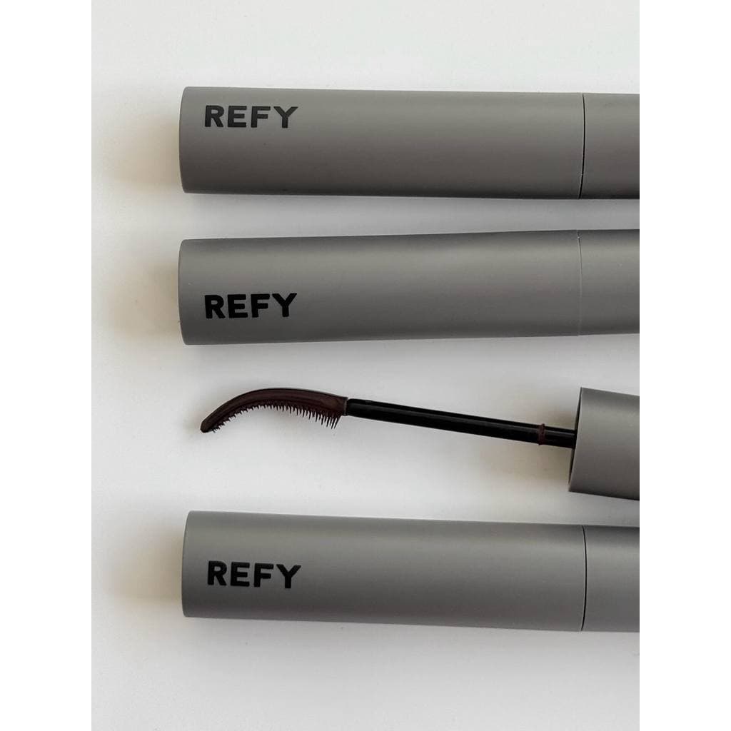 R REFY Cabeça de escova curvada esculpida cílios estilo longo Curling marrom preto rímel raízes claras