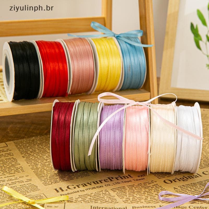 ziyulinph Fita De Cetim 3MM , Cor Sólida , Dupla Face , Para Cartão De Convite , Arcos , Crianças , Artesanato , Kits De
