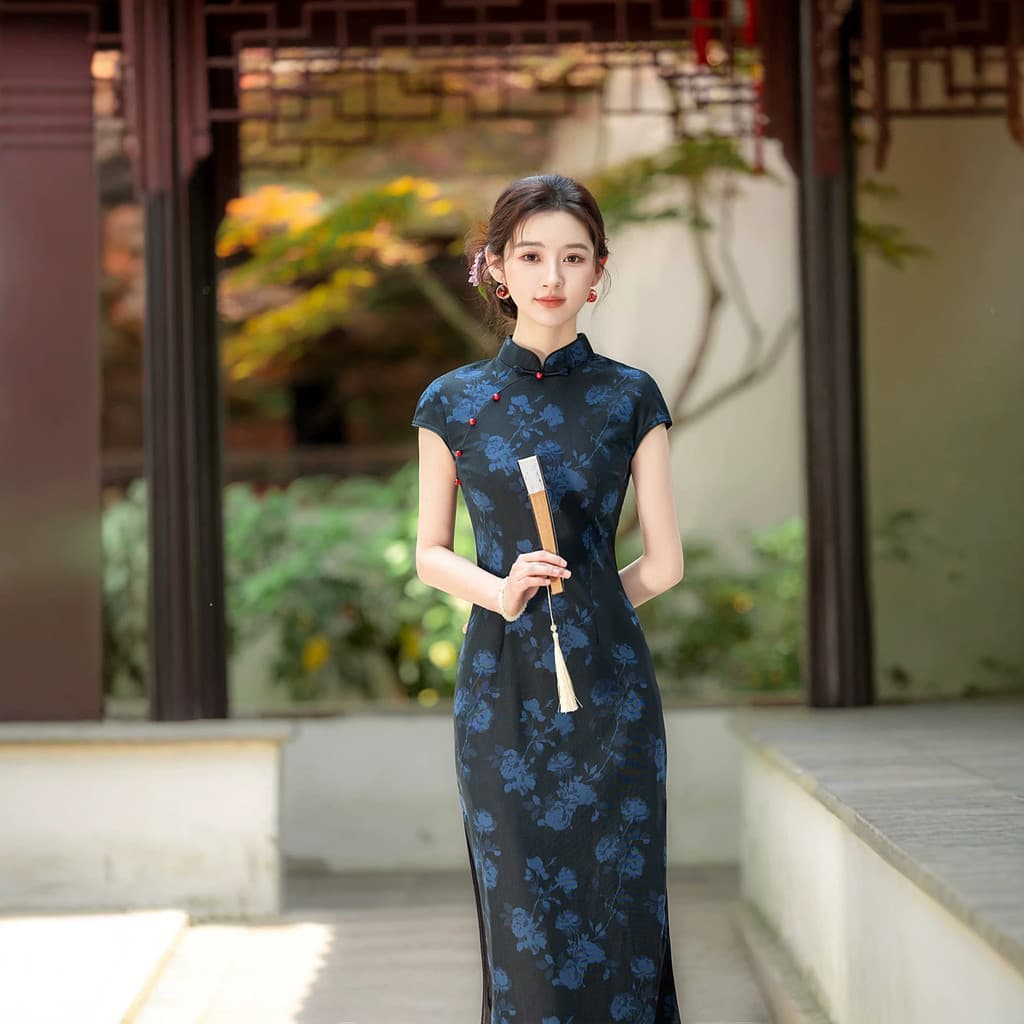 Verão novo estilo Tie-Dye vestido sem mangas de camada única elegante cheongsam pequeno diário jovem Retro melhorado che