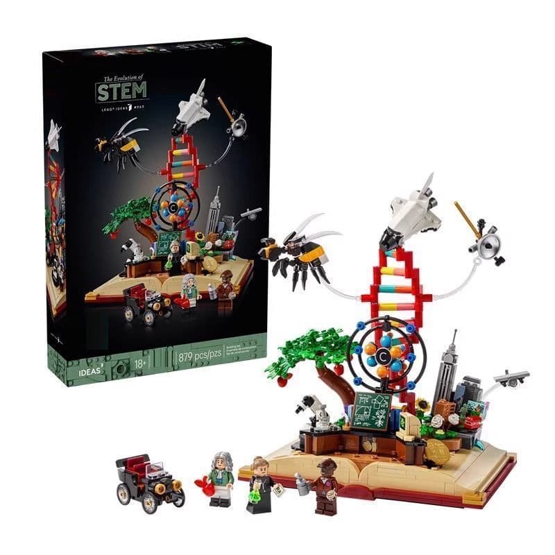 879 pcs Compatível com LEGO IDEAS The Evolution of STEM Coleção Criativa Meninos e Meninas Montagem de Brinquedos