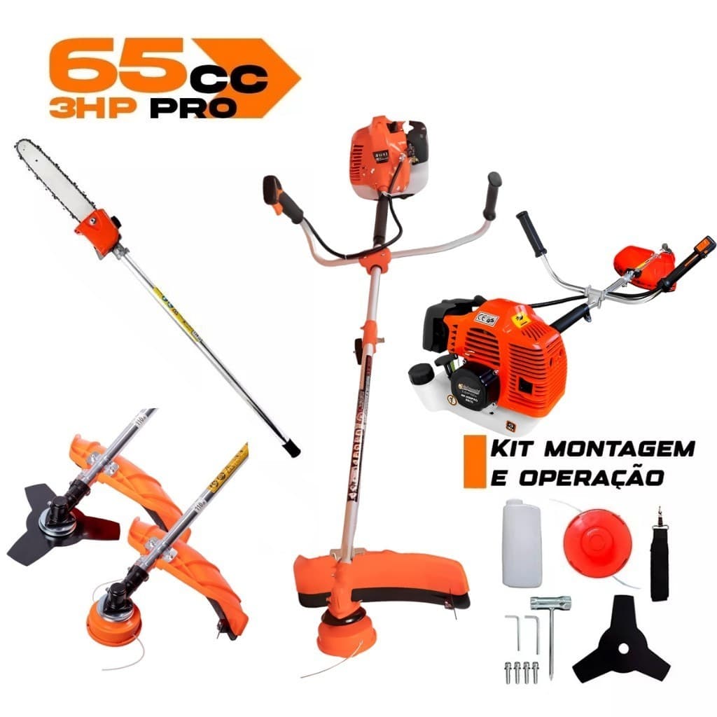 Roçadeira Multifuncional Profissional 65cc 3HP a Gasolina + Motopoda – Alta Potência e Versatilidade