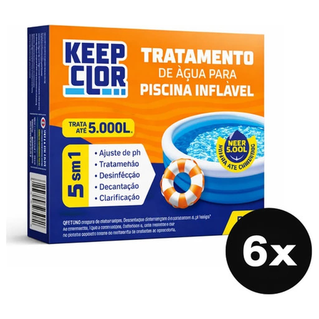 Kit 6 Keepclor Tratamento Piscina Inflável 5 Em 1 50g 5 em 1 pH Oxidação Desinfecção Decantação Clarificação 5000 Litros