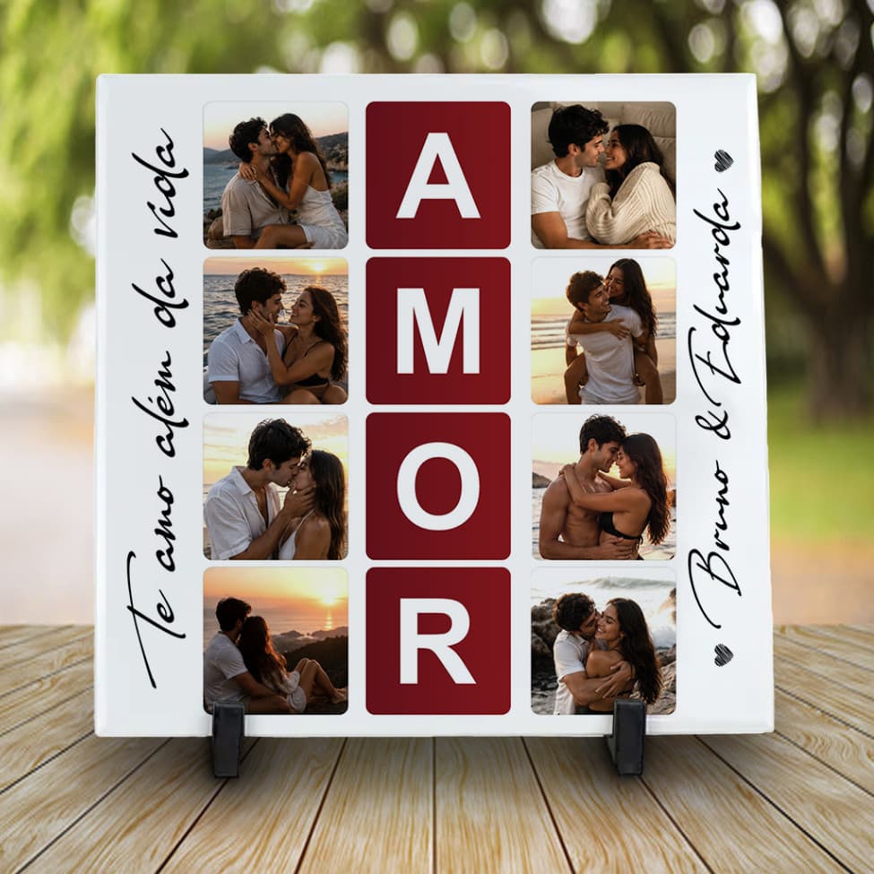 Azulejo Personalizado Casal/ Namorados com 8 fotos e nomes