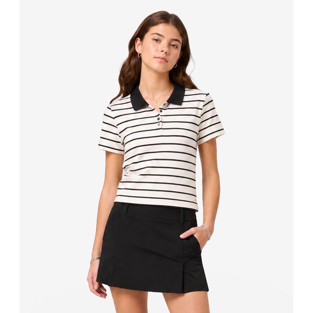 Polo Feminina Box Cotton Listrado Minty Bege