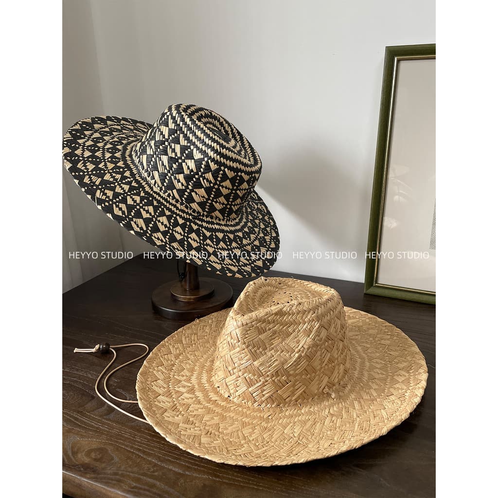 Francês preguiçoso estilo férias chapéu de palha feminino verão passeio beira-mar praia chapéu panamá chapéu superior ab