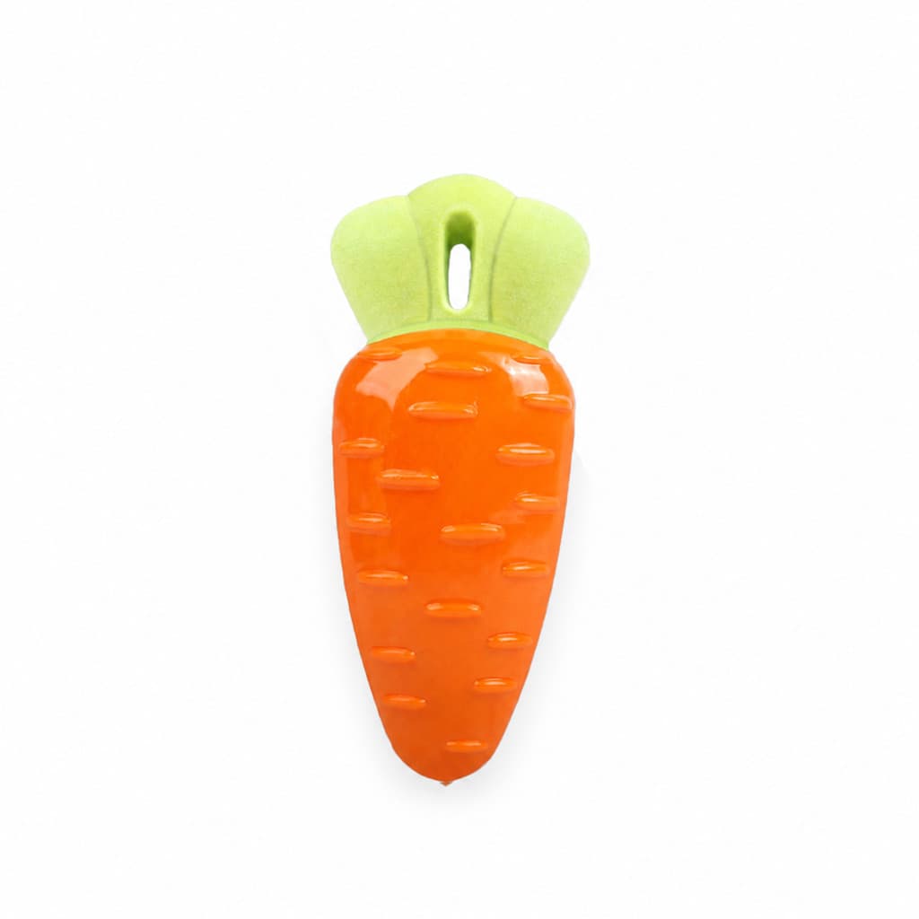 Mordedor com Som para Cães, Brinquedos Texturizados em Formatos de Cenoura e Frutas · Coleção Horizonte