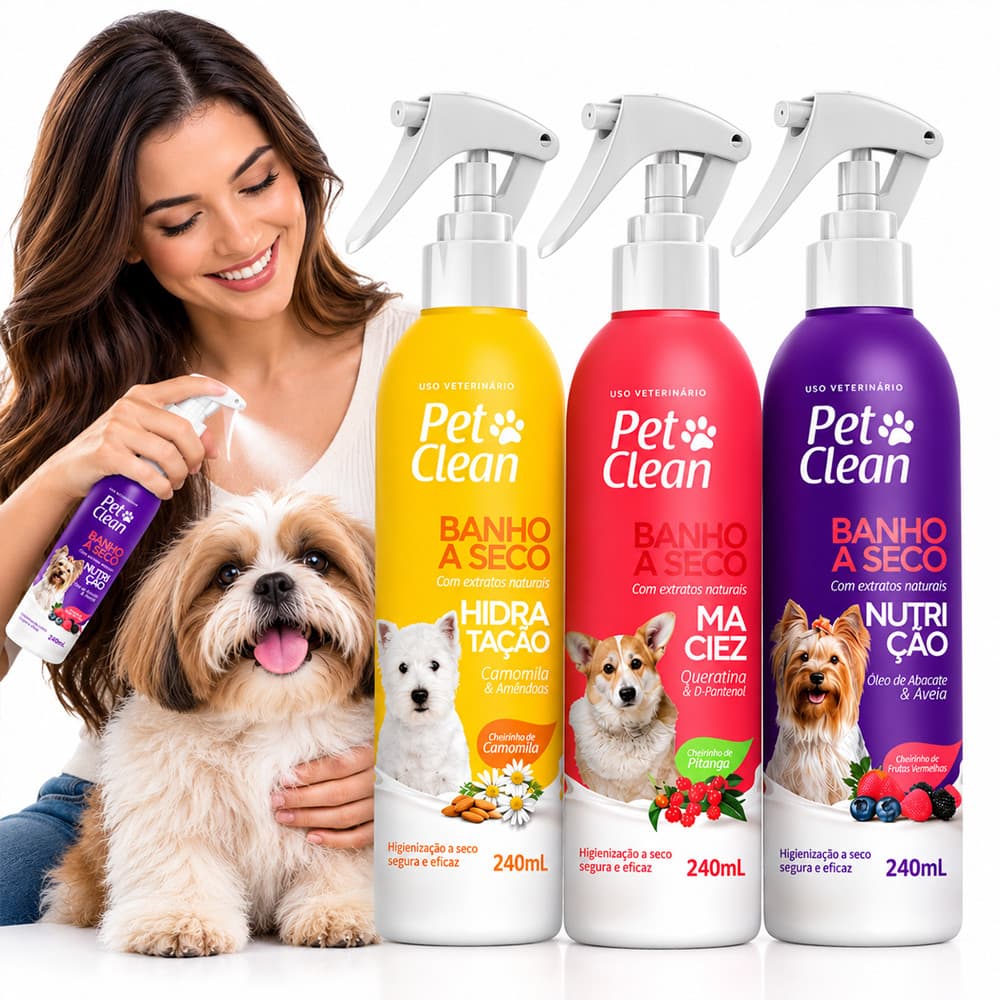 Banho a Seco Pet Clean Cachorro Gato Cães Pet 240ml