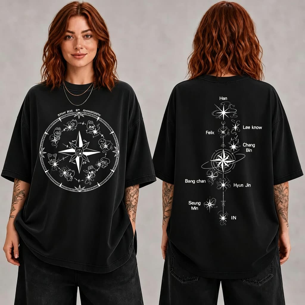Camisa T Unissex Preta de Algodão, Com Design Astronômico de Compasso Celeste e Estrelas, Ideal para Ocasiões Casuais