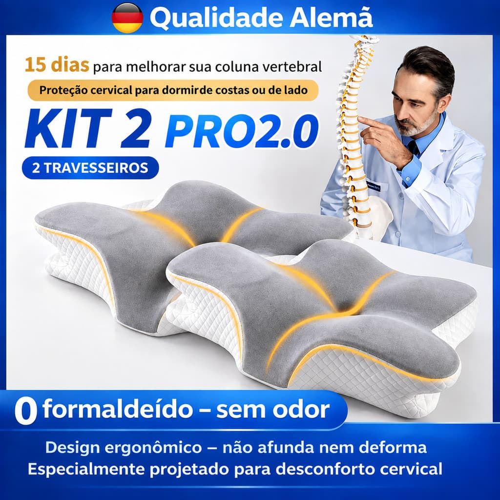 【Abranuvem PRO2.0】Travesseiro Cervical Ergonômico Espuma Memory Sono Profundo Sem Insônia S-5431 TOP