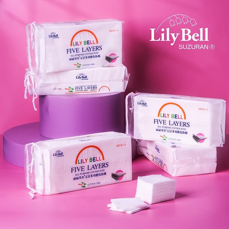 Lily bell lírio sino cinco camadas pacote molhado maquiagem algodão removedor de maquiagem algodão limpeza toalha Facial
