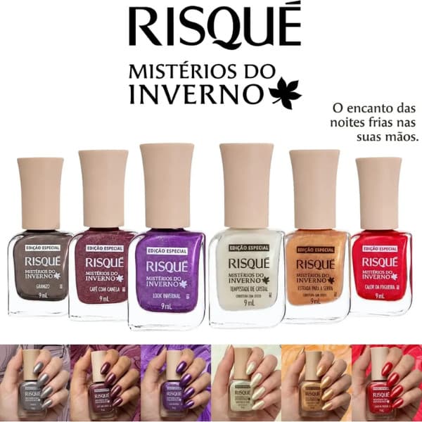 Kit 6 Esmaltes Nova Coleção Risqué Mistérios Do Inverno Hipoalergenico Manicure