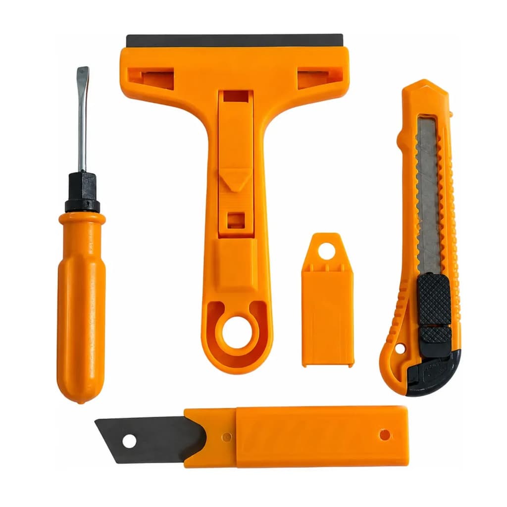 Kit Estilete e Raspador Multiuso com 4 Lâminas para Vidro, Piso, Cerâmica e Adesivos