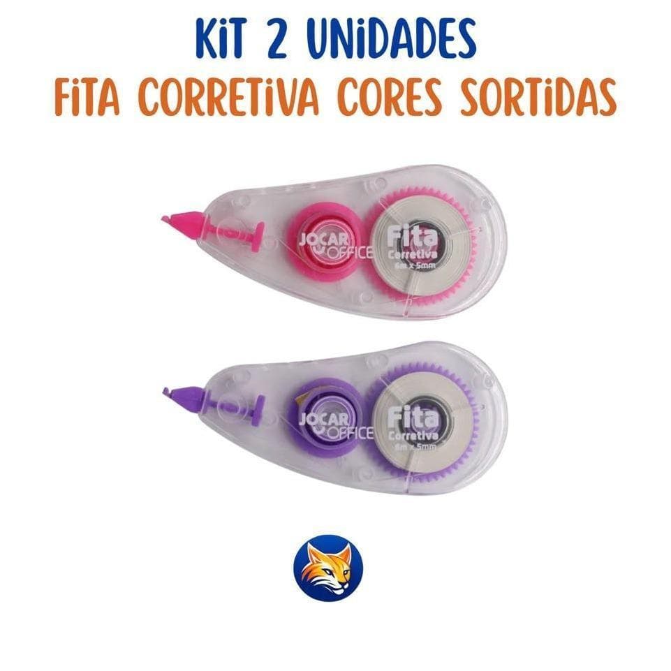 Kit 2 Fitas Corretiva 5mm x 6m Secagem Imediata Corretivo em Fita JOcar Office