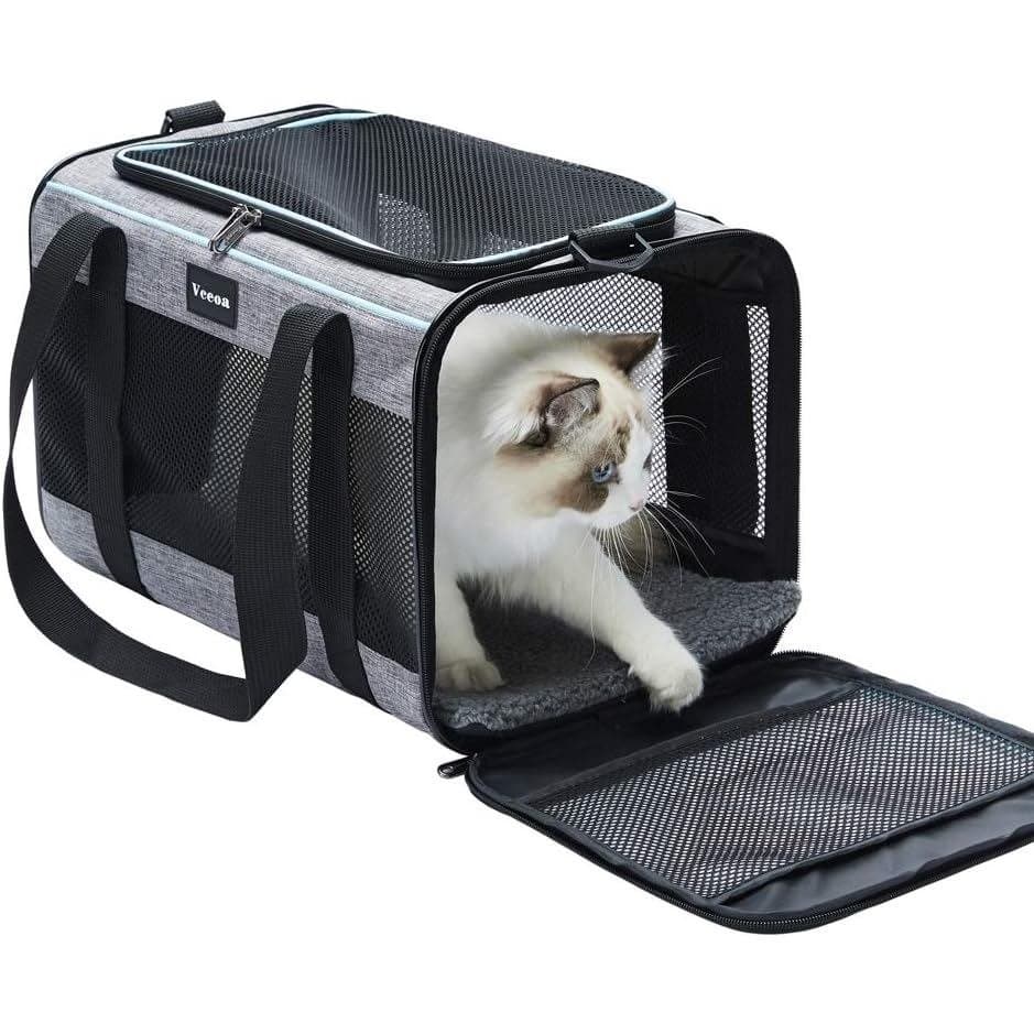 Vceoa Bolsa de Transporte para Gatos e Cães de até 16 Libras, 17,5x11x11 Polegadas, Bolsa de Tecido Macia para Animais d